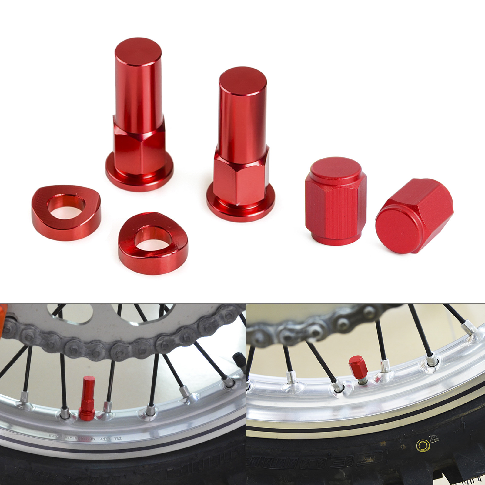 1Pair CNC Anodized Rim Lock Nuts & Tire Valve Stem Caps Universal For KTM Suzuki