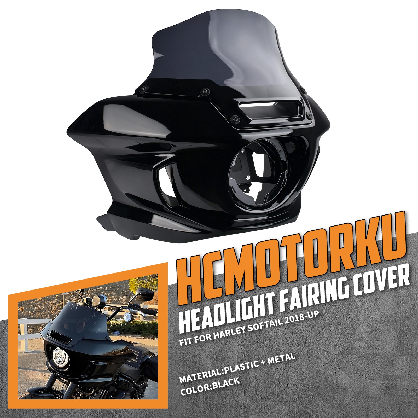 Black Headlight Fairing w/ Windshield Fits For Harley Low Rider ST FXLRST 22-25
