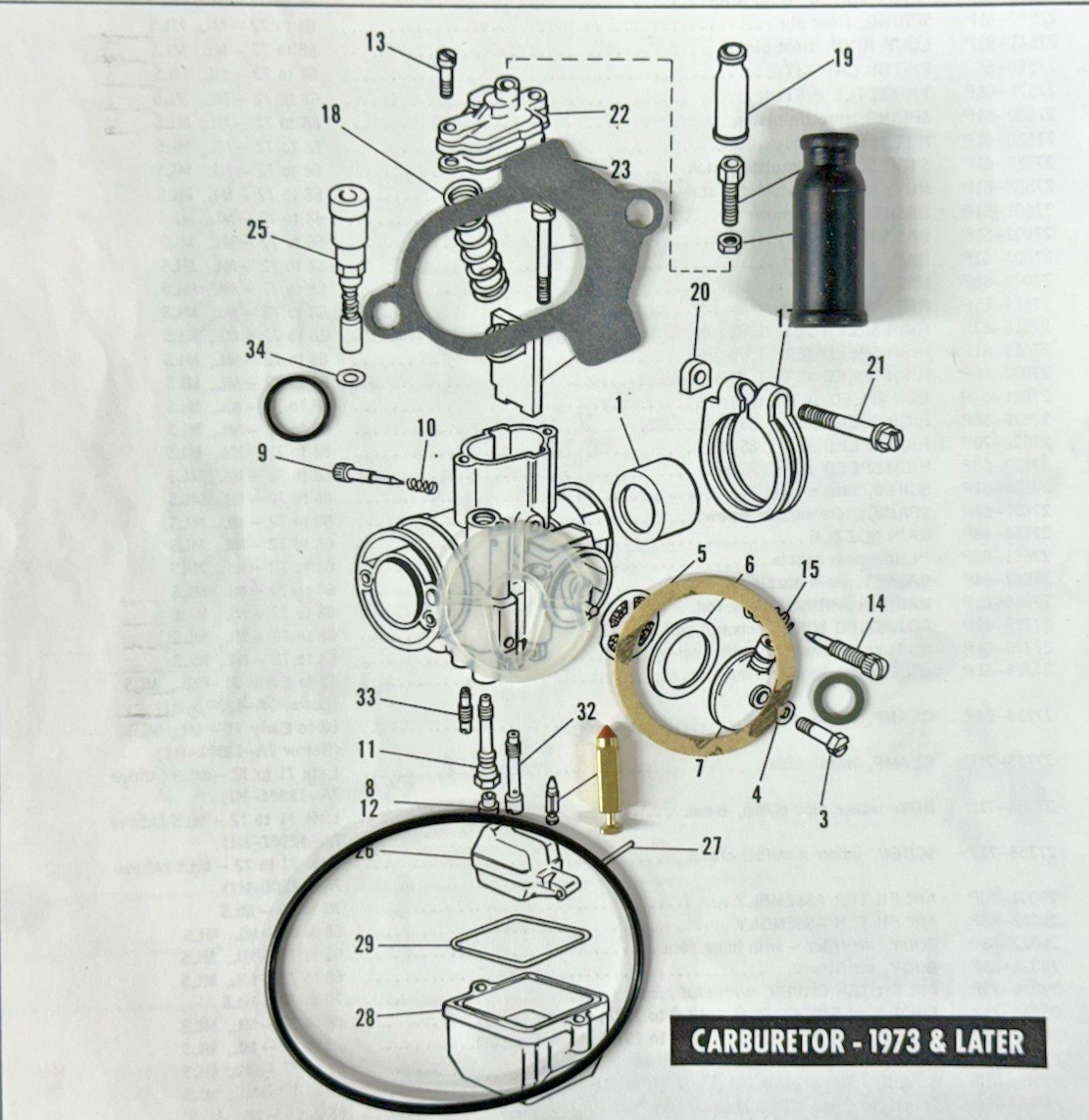 AERMACCHI HARLEY DELLORTO SH2/24 GASKETS & FLOAT VALVE 1973 TX125