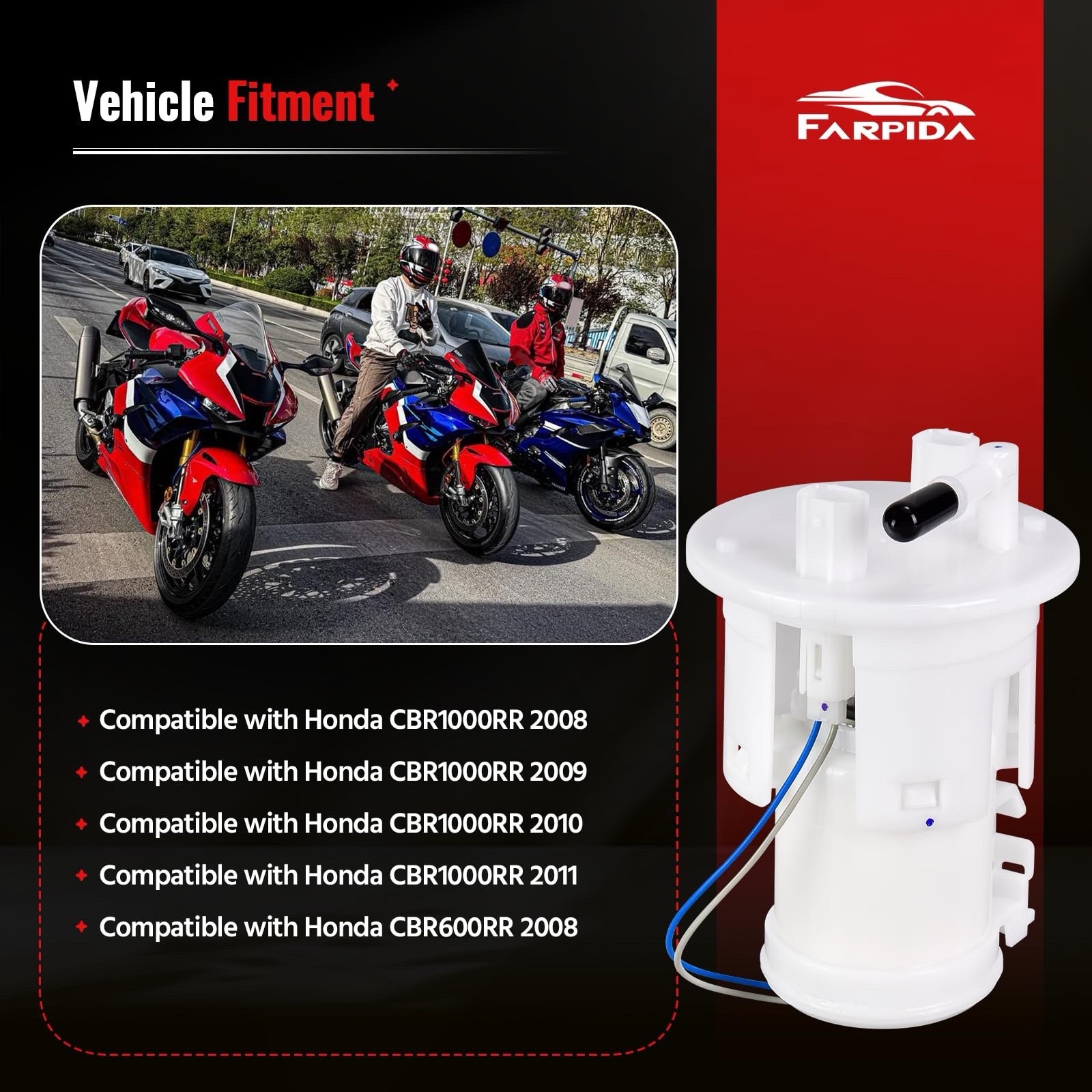 For Honda CBR1000RR 2008-2011 CBR600RR 16700-MFL-003 Fuel Pump Module Assembly