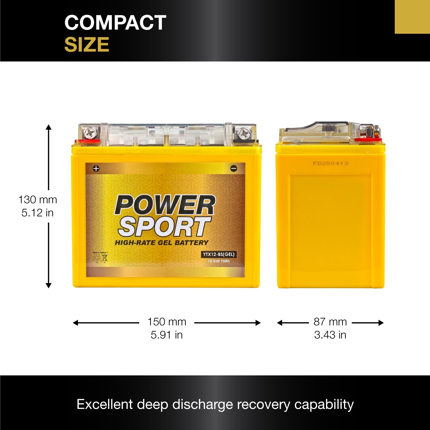 ExpertPower YTX12-BS 12V 10AH GEL Battery for Suzuki GSF1200S Bandit 1997-2005