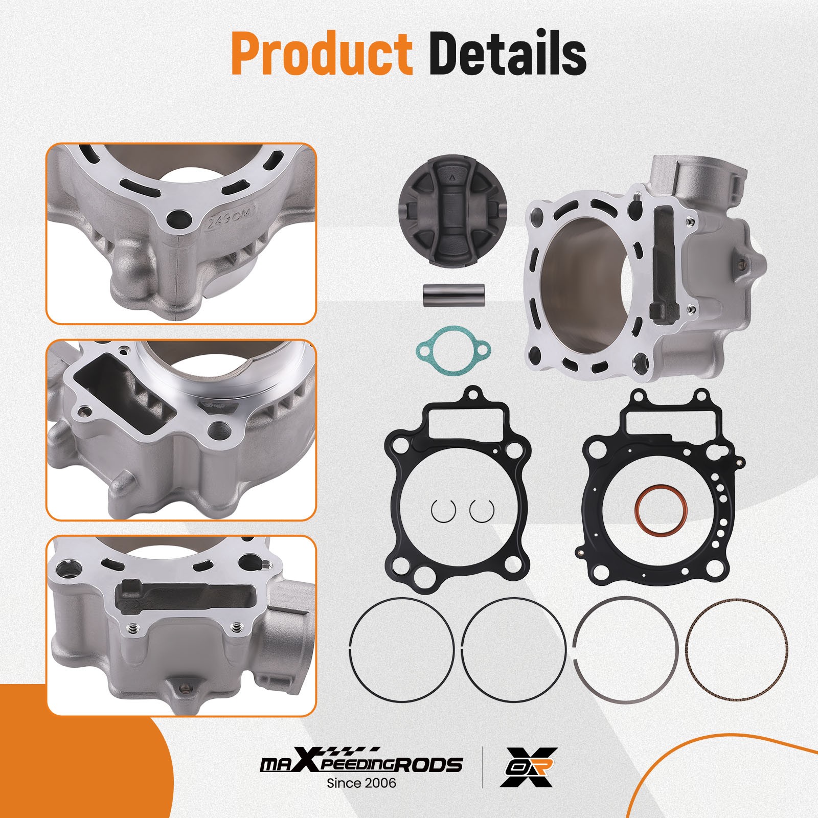 Piston Ring Cylinder Kit for Honda CRF250R 04-09 CRF250X 04-17 w/ Gaskets Set