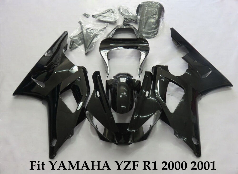 Gloss Black Fairing Kit Fit For Yamaha YZF R1 2000 2001 ABS Injection Molded Set