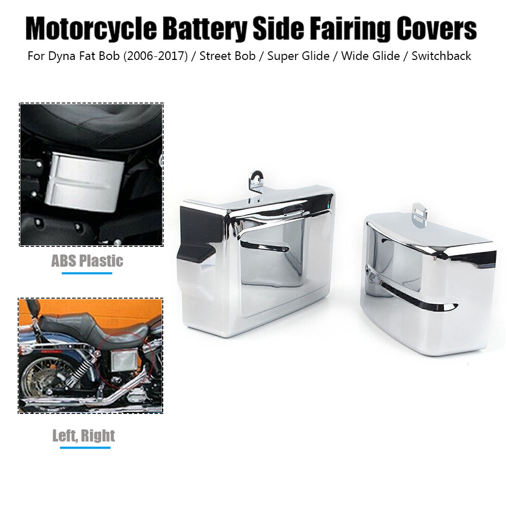 Chrome Left Right Battery Side Fairing Cover For Harley Dyna Low Rider 2006-2017