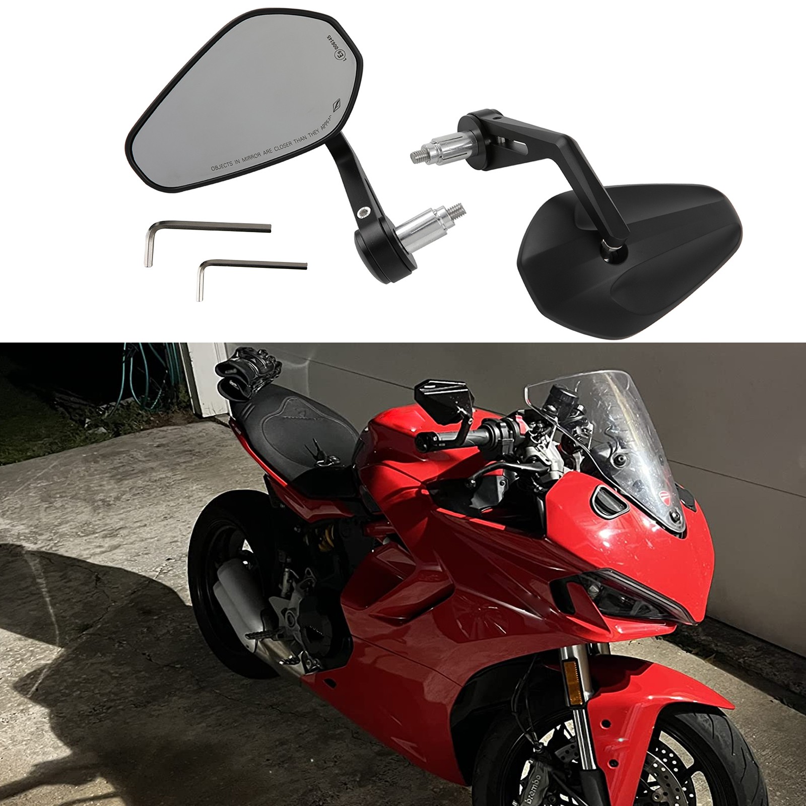 Motorcycle 7/8″ 22mm Handlebar End Mirrors For Ducati SuperSport 950 (2022)