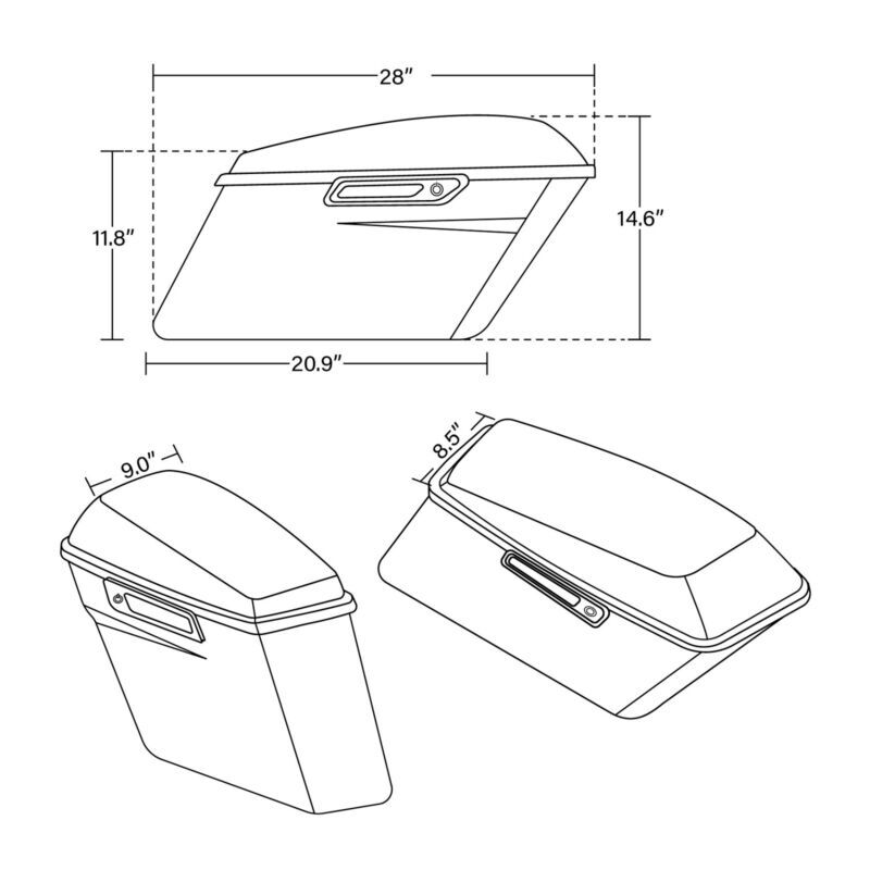 Hard Saddlebags & Conversion Bracket Fit For Harley Dyna Street Bob FXDB 08-17