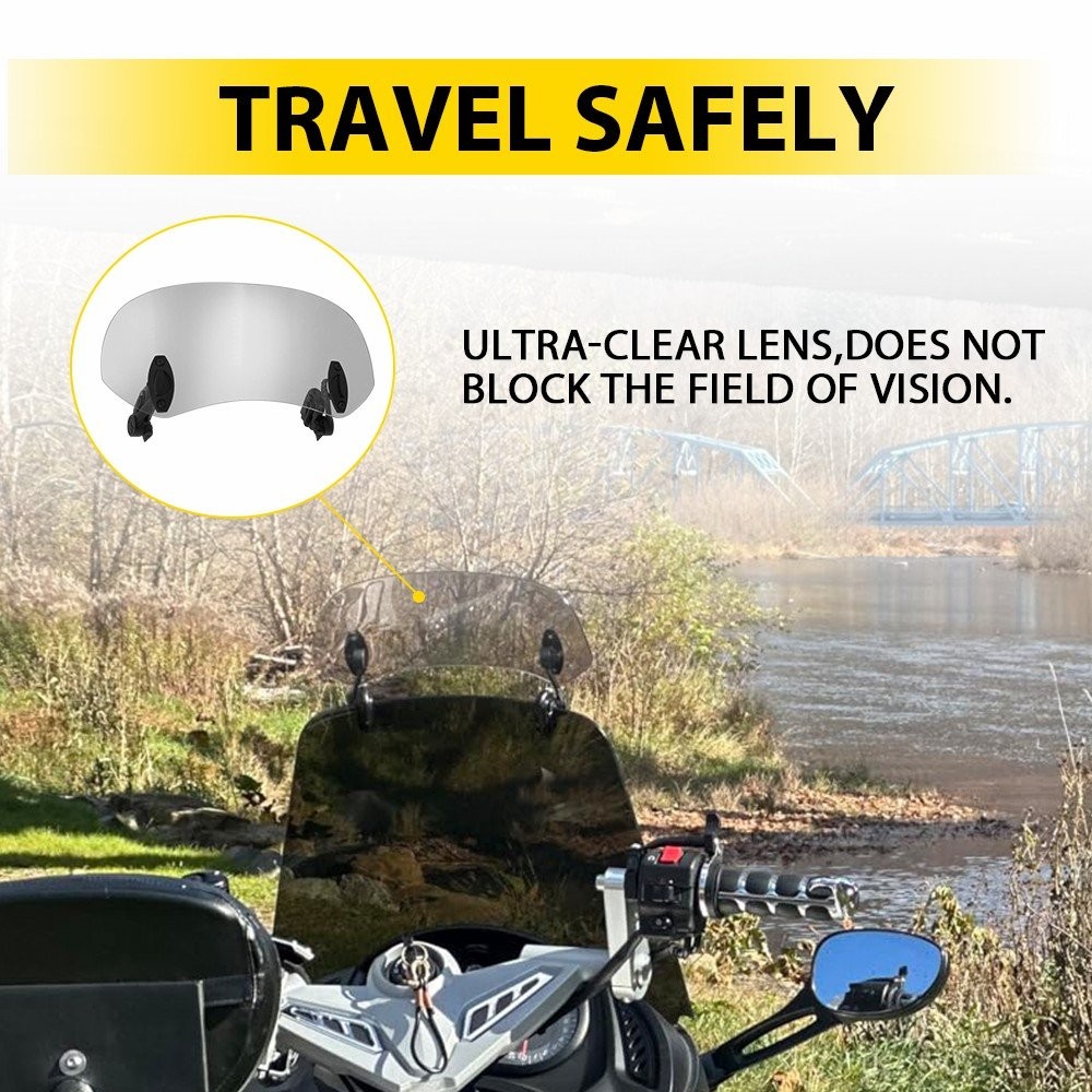 Universal Motorcycle Windshield Wind Screen Deflector Extension Spoiler Clip On