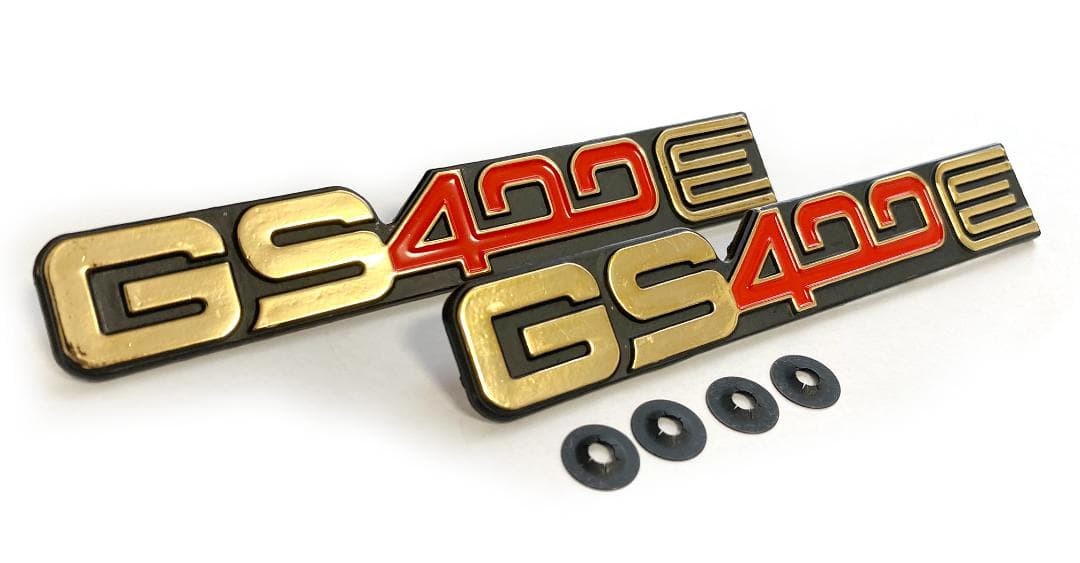 Suzuki GS400E GS400 Side Cover Emblem Badge Set 2P Right Left Genuine JDM New