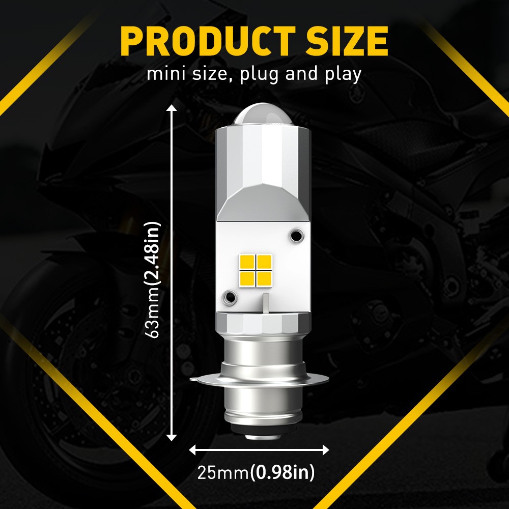 P15D/T19/H6M LED Motorcycle Headlight Bulbs White Yellow High Low Beam Light