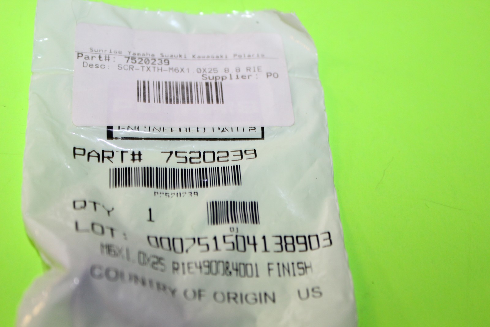 NOS Polaris SCR-TXTH-M6X1.0X25 8.8 RIE OEM # 7520239