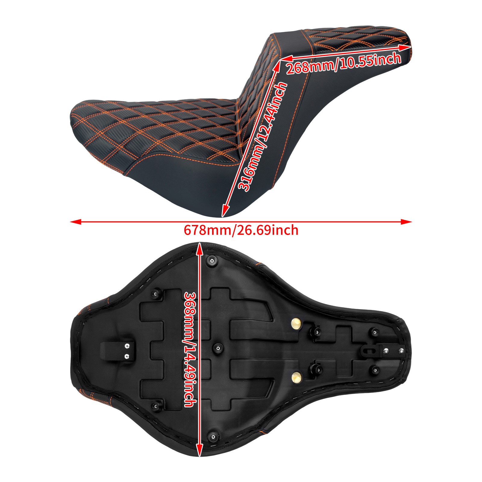 Driver Passenger Seat Orange Stitching For Harley Fat Boy 18-2025 Breakout 23-25