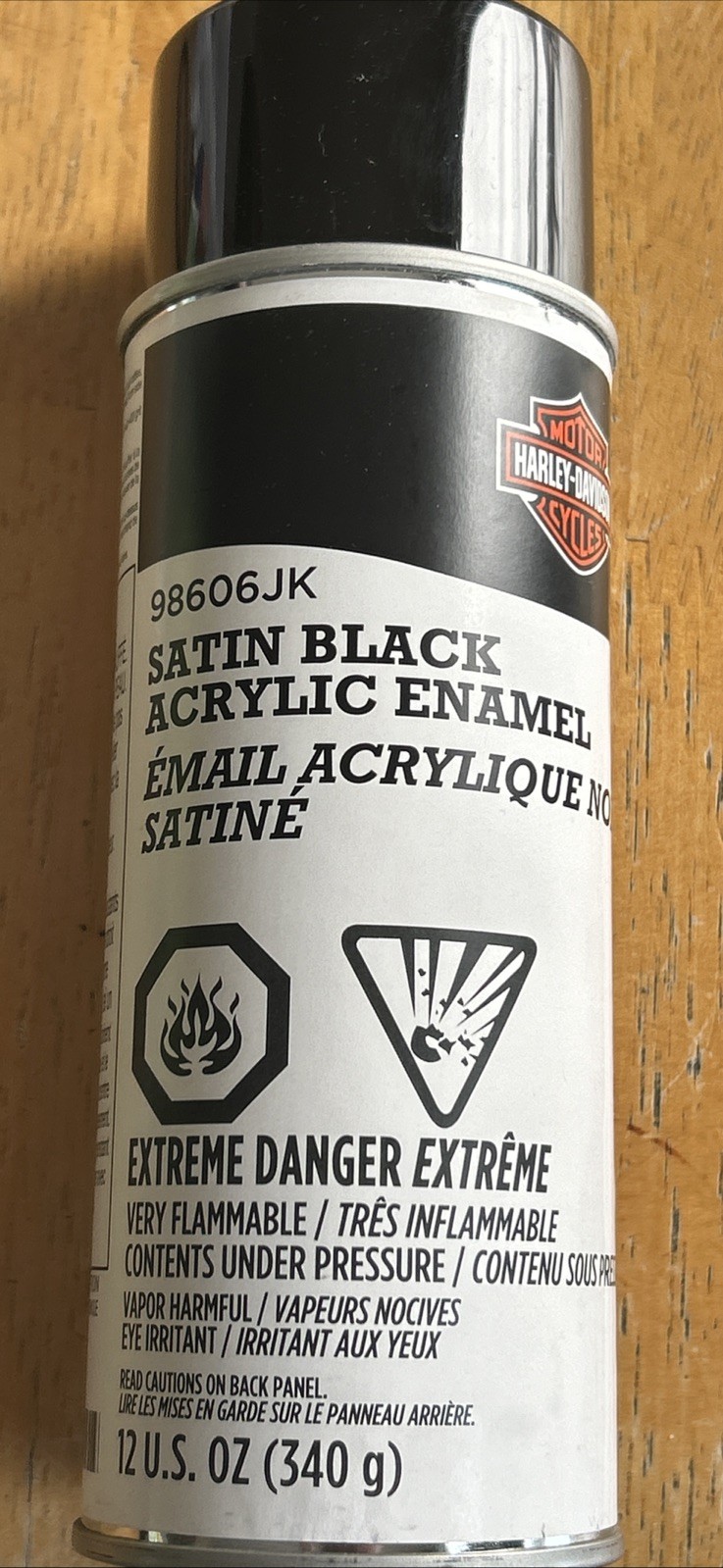 Harley-Davidson Spray Paint Satin Black Acrylic Lacquer 12 Ounces 98606JK NEW