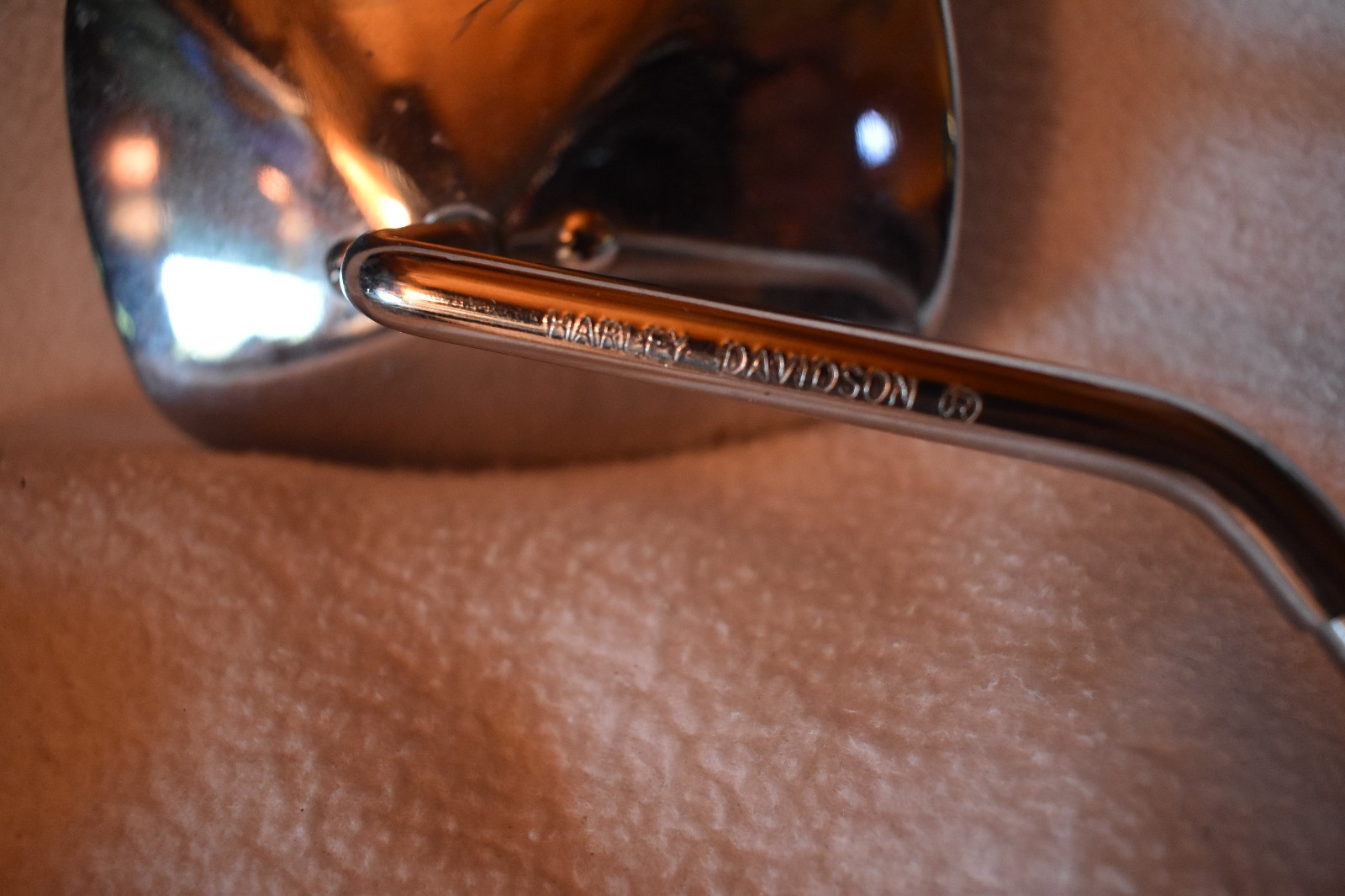 OEM HARLEY DAVIDSON CHROME RIGHT SIDE SHORT STEM CONVEX MIRROR