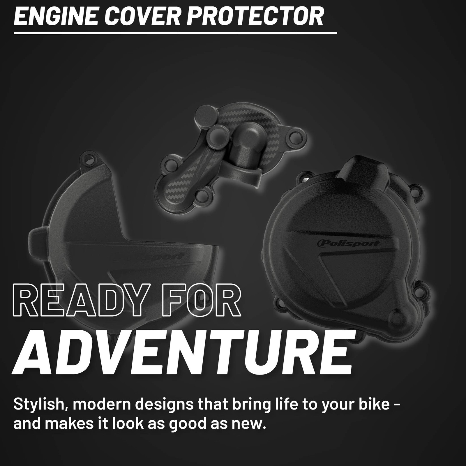 Polisport Clutch/Ignition Cover Protector Kit (Blk) – Fits Yamaha YZ250F(14-18)