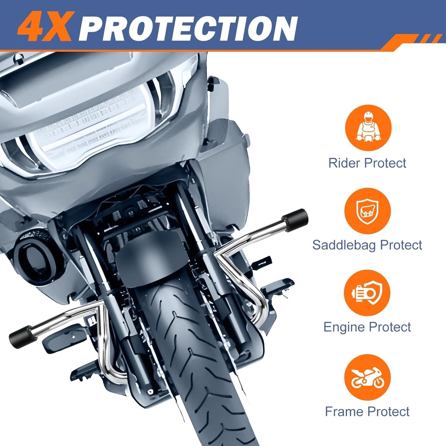 Front Engine Guard Crash Flat-out Bar For Harley Touring Street Road Glide 14-26