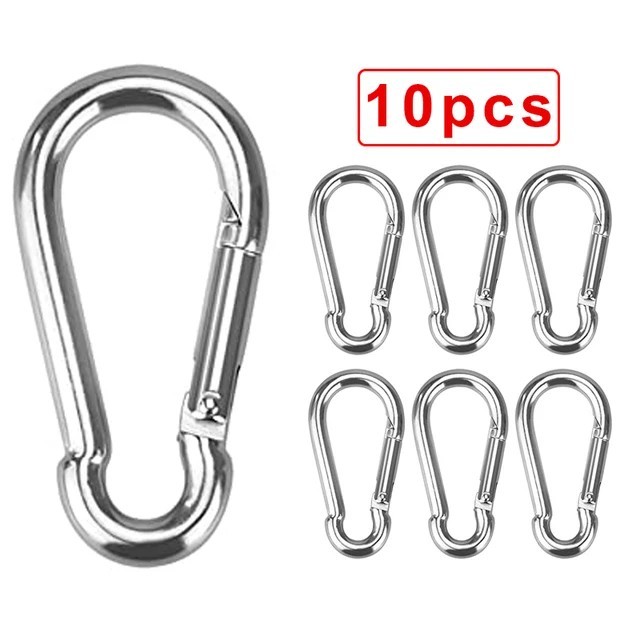 10 PCS Stainless Steel Carabiners Spring Snap Hooks Heavy Duty Keychain Clip NEW