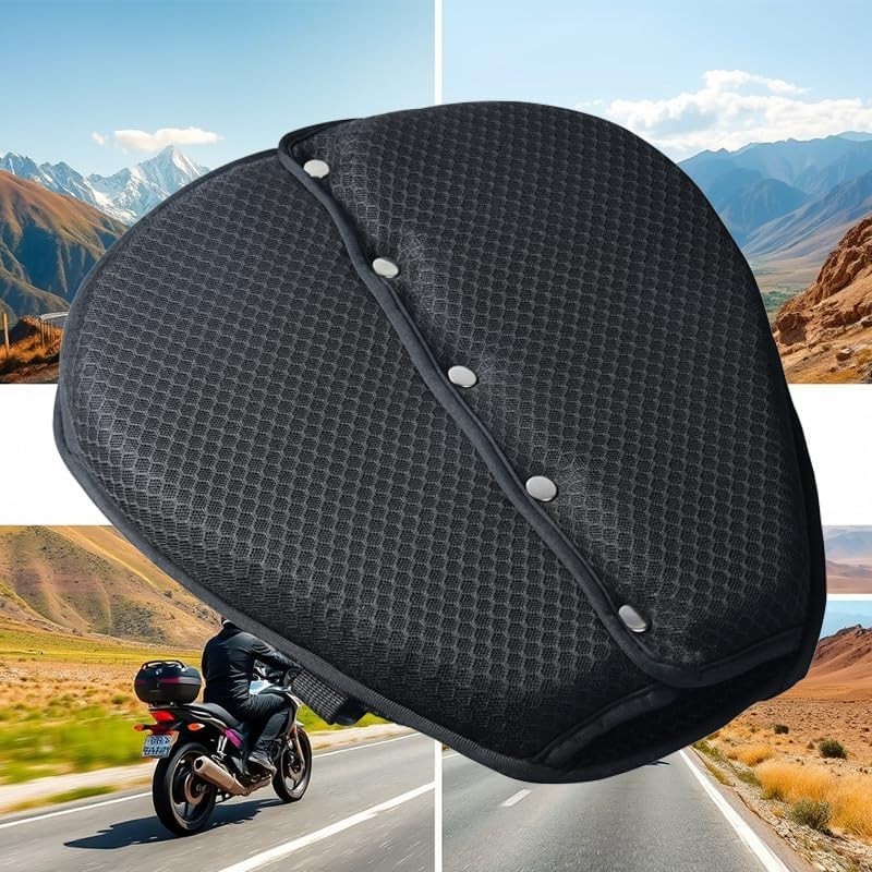 Foldable Motorcycle Gel Seat Large 3D-Honeycomb Structure Shock for Long Rides