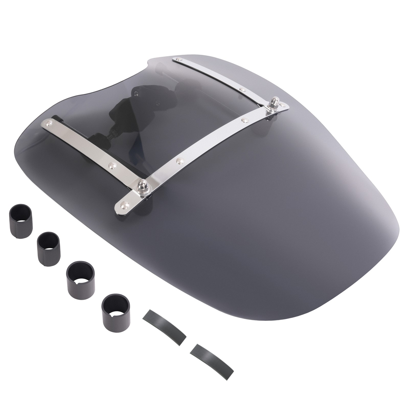 19″x17″ Smoke Windshield Windscreen For Harley Dyna Honda Suzuki Yamaha Kawasaki