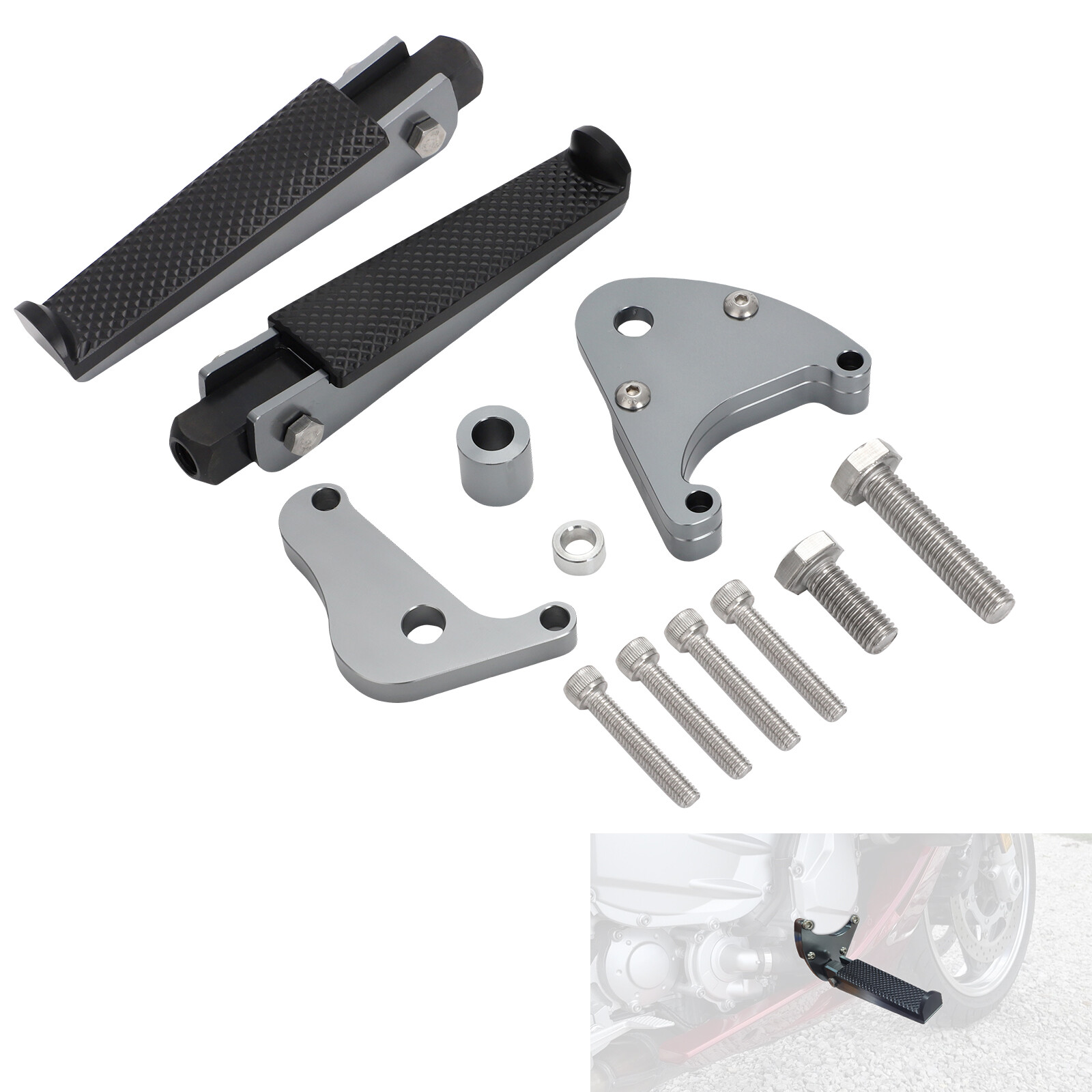 For Yamaha FJR1300 Folding Highway Foot Pegs Footrest & Mounting Plates Aluminum
