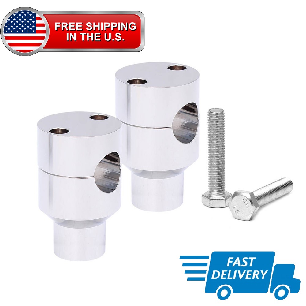 1″ 25mm Chrome Motorcycle Round Handlebar Risers For Harley Cruisers Choppers