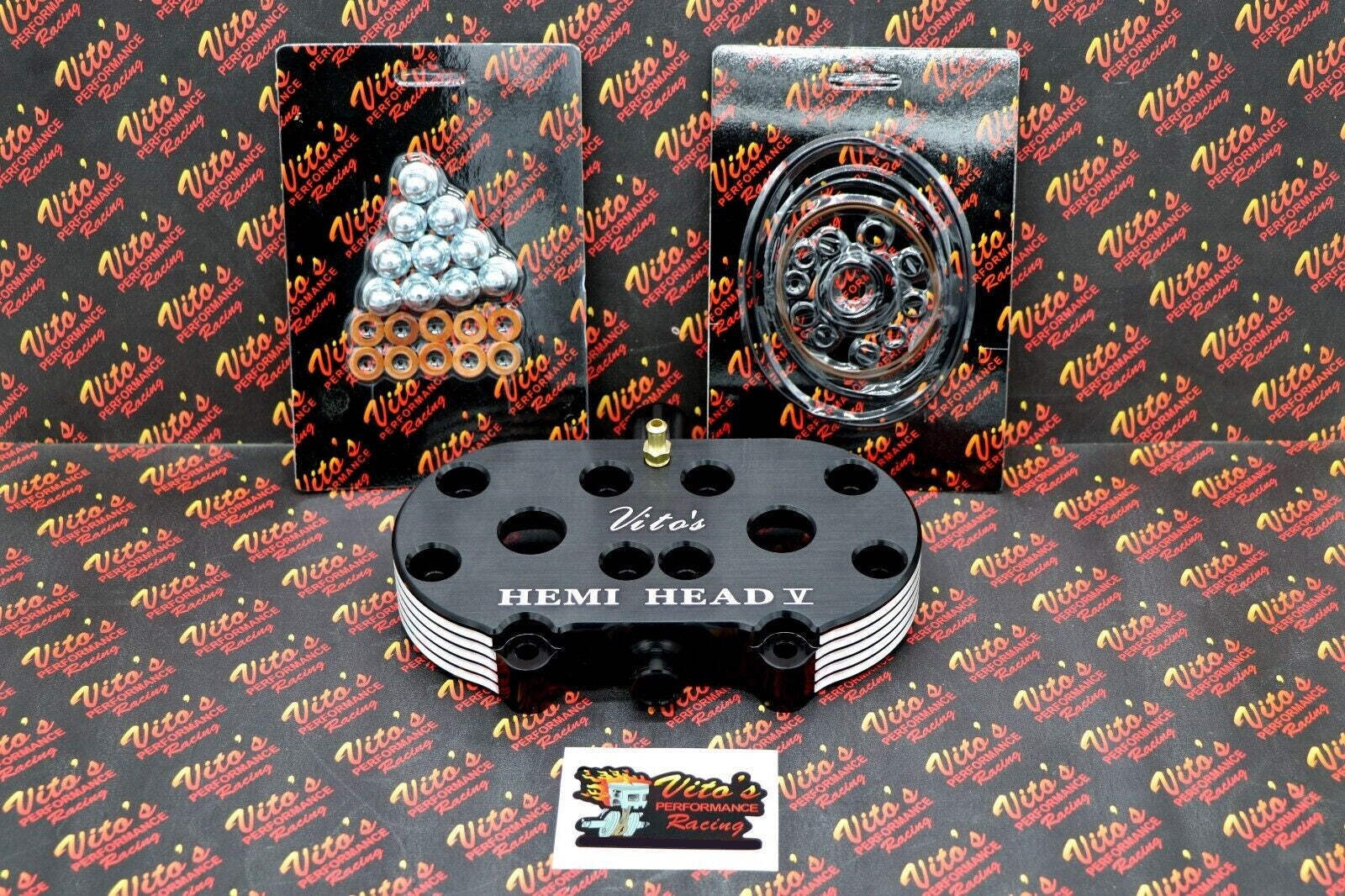 Vito’s HEMI HEAD billet aluminum + cool head nuts o-ring kit Banshee 87-06 BLACK