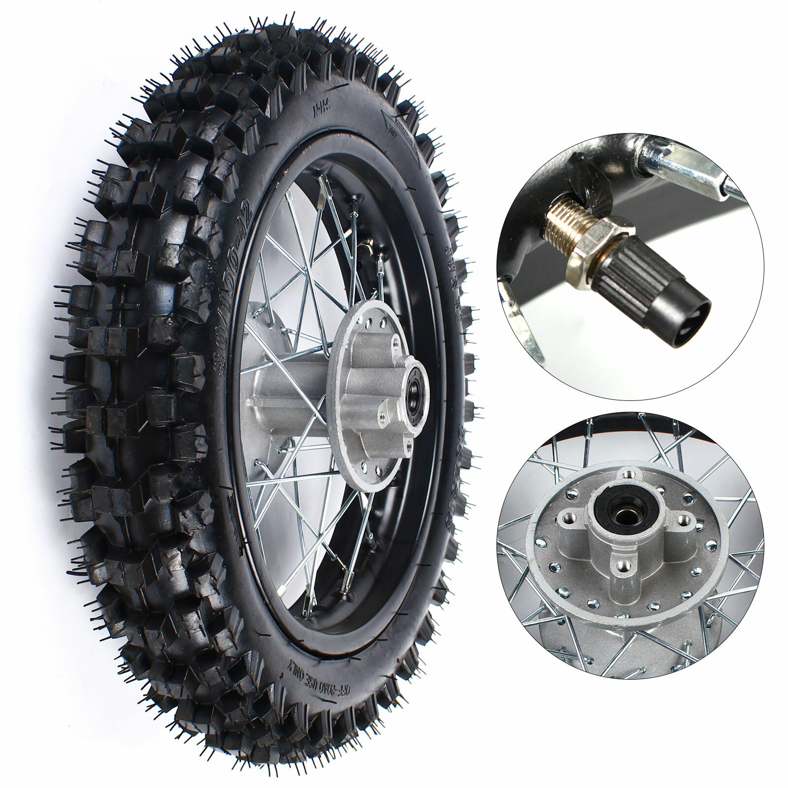 12″ Rear Wheel Rim 80/100-12 For SSR Pit Dirt Bike 50/70/90/110/125/140cc