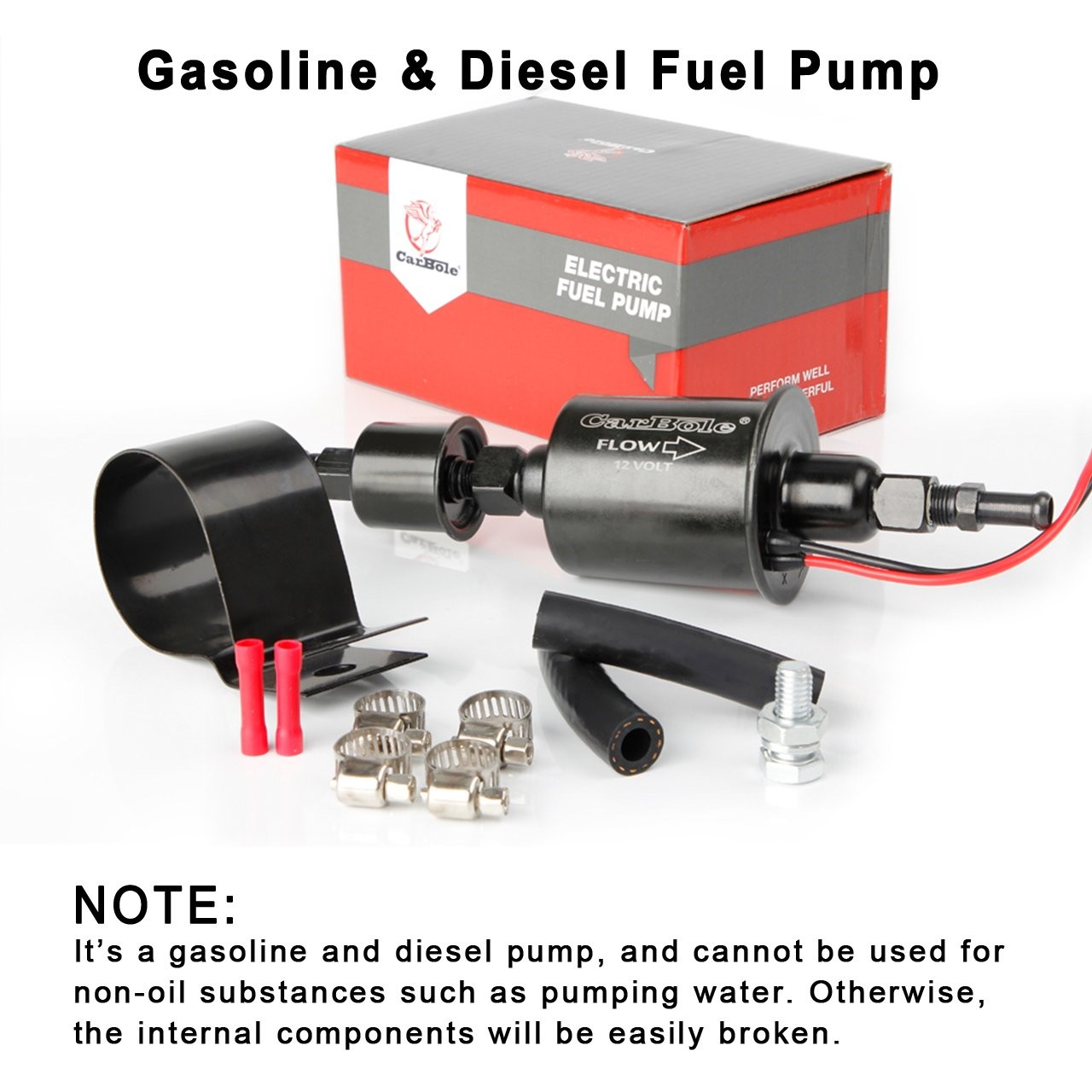 12V Universal Electric Fuel Pump Gas Diesel High Pressure 5-9 PSI E8012S Trucks