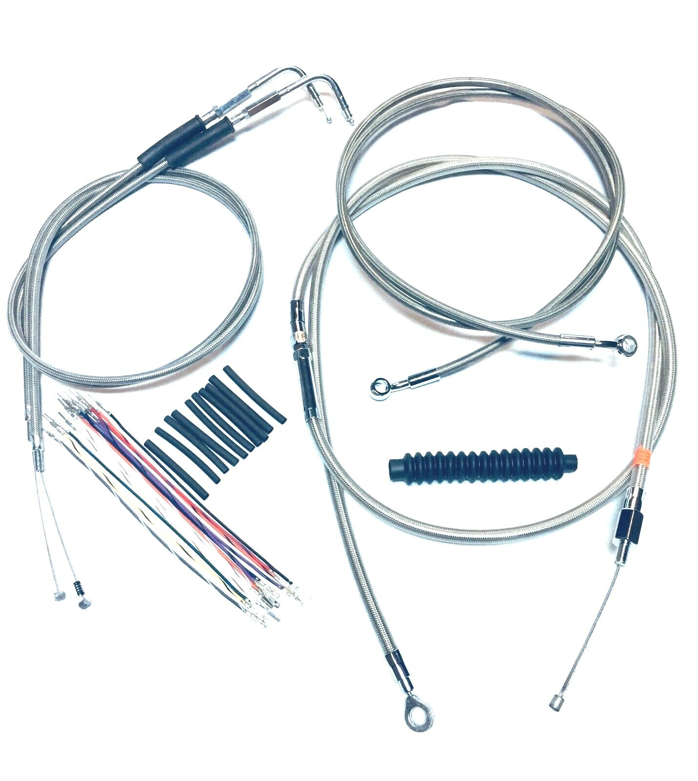 Extended SS Cable Brake Line Kit 14″ Ape Handlebar 96-99 Harley FATBOY