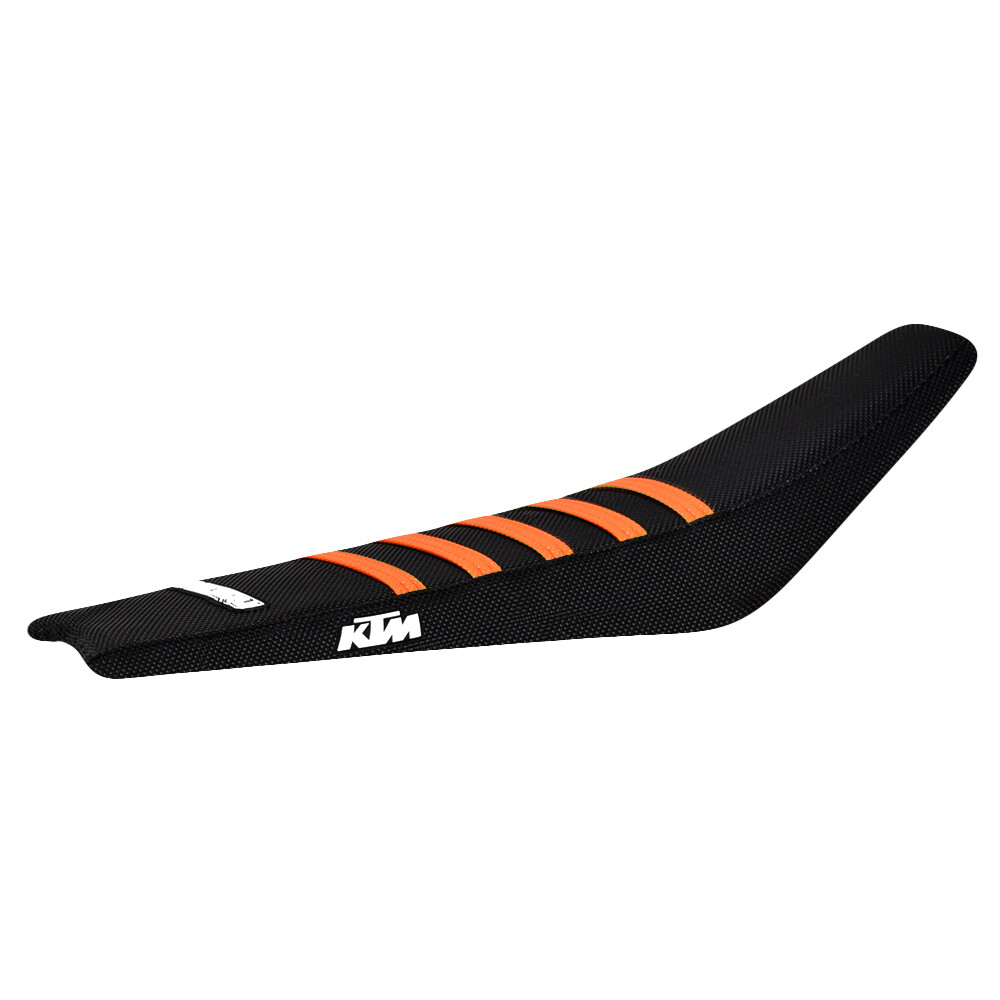 2016-2023 KTM SX 65 SEAT COVER ALL BLACK / ORANGE RIBS Enjoy Mfg – LOGO – #148