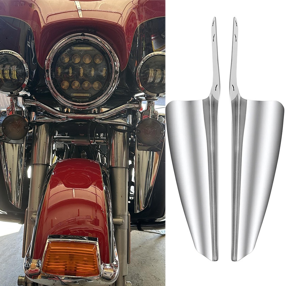 Chrome Front Fork Mount Wind Deflector For Harley Heritage Softail Classic 95-23
