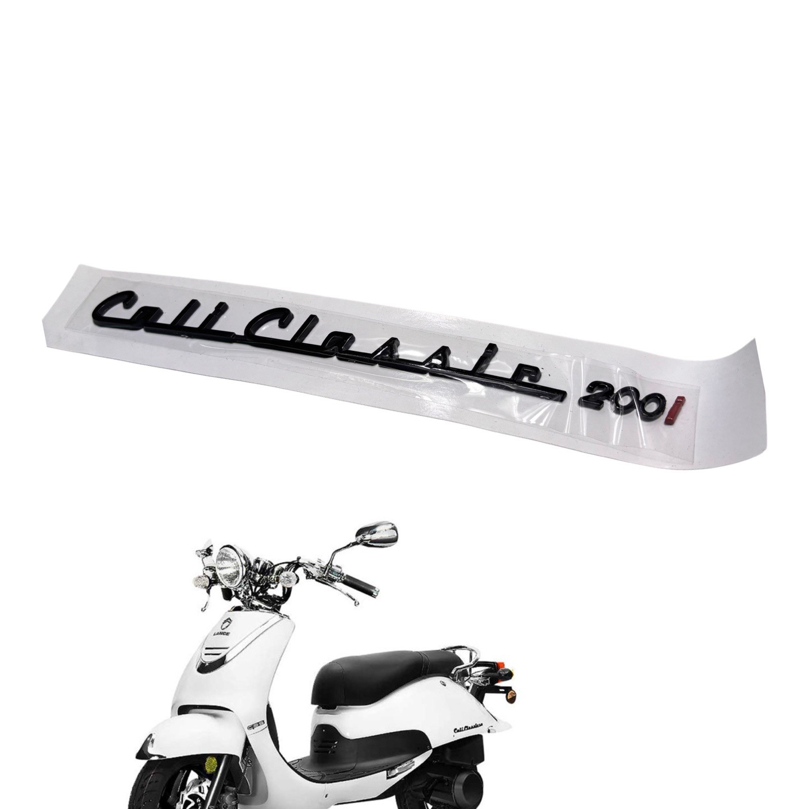 OEM Lance Cali Classic 200 Decal Emblem, Black Body Panel Stick On. SYM Scooter