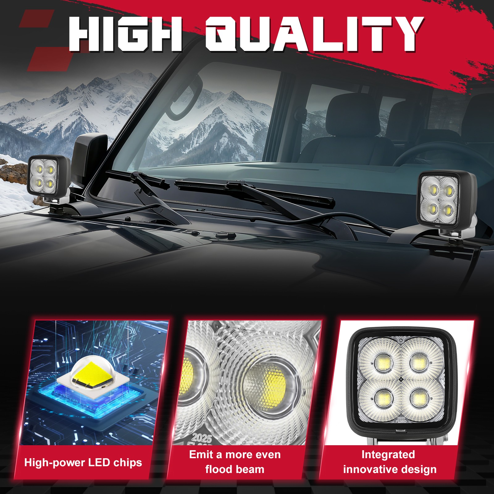 2x 3″ LED Motorcycle Auxiliary Lights Flood Beam Off Road Fog Pods for Honda CRF