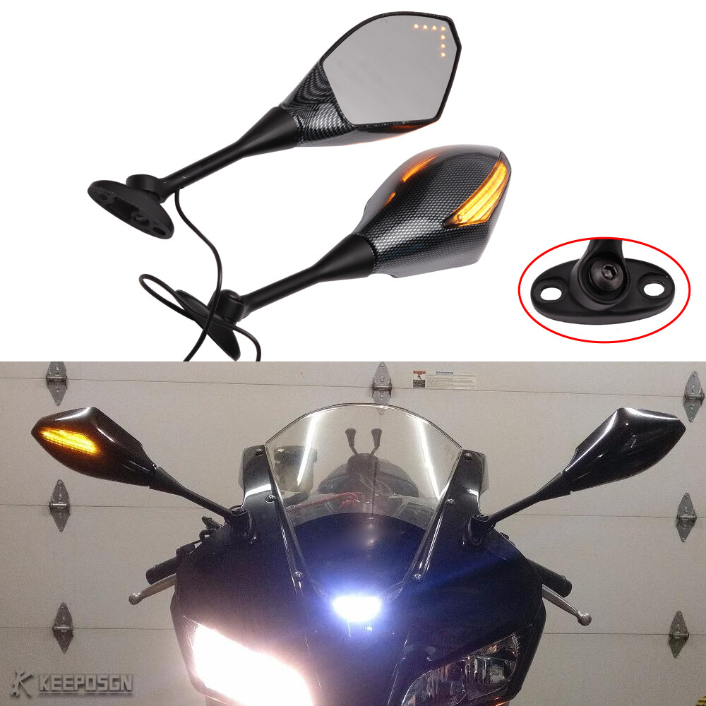 Carbon Sport Bike Rear View LED Turn Signal Mirrors For HONDA 2002-2008 VFR 800
