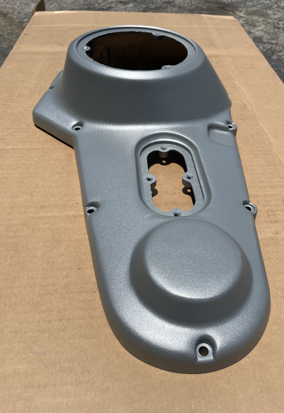 Harley FX FL Shovelhead Outer Primary Cover 60506-77 Powder Coated Cast Silver