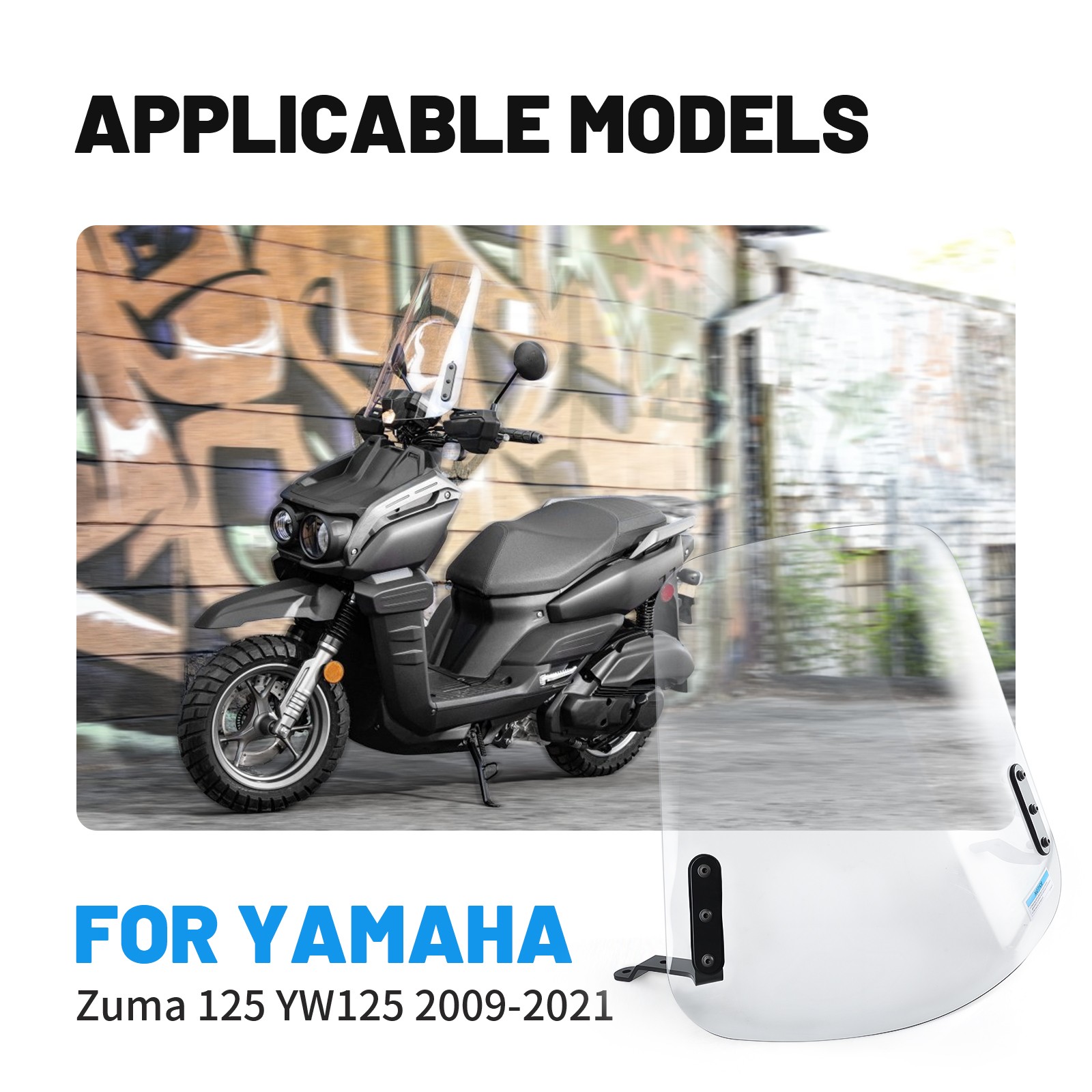 Windshield For Yamaha Zuma 125 YW125 2009-2017 2018 2019 2020 2021 Wtih Hardware