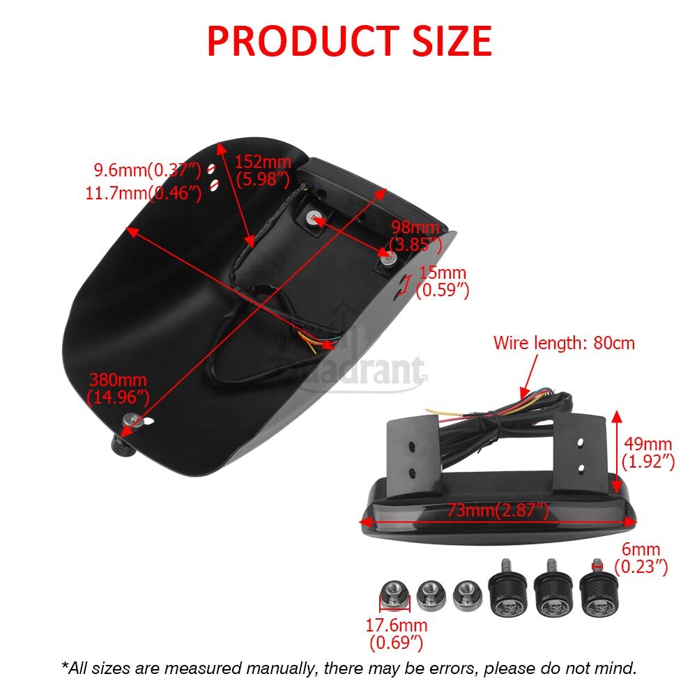 Rear Fender Mudguard ＋Tail light integrated For Harley Sportster 883 1200 06-22
