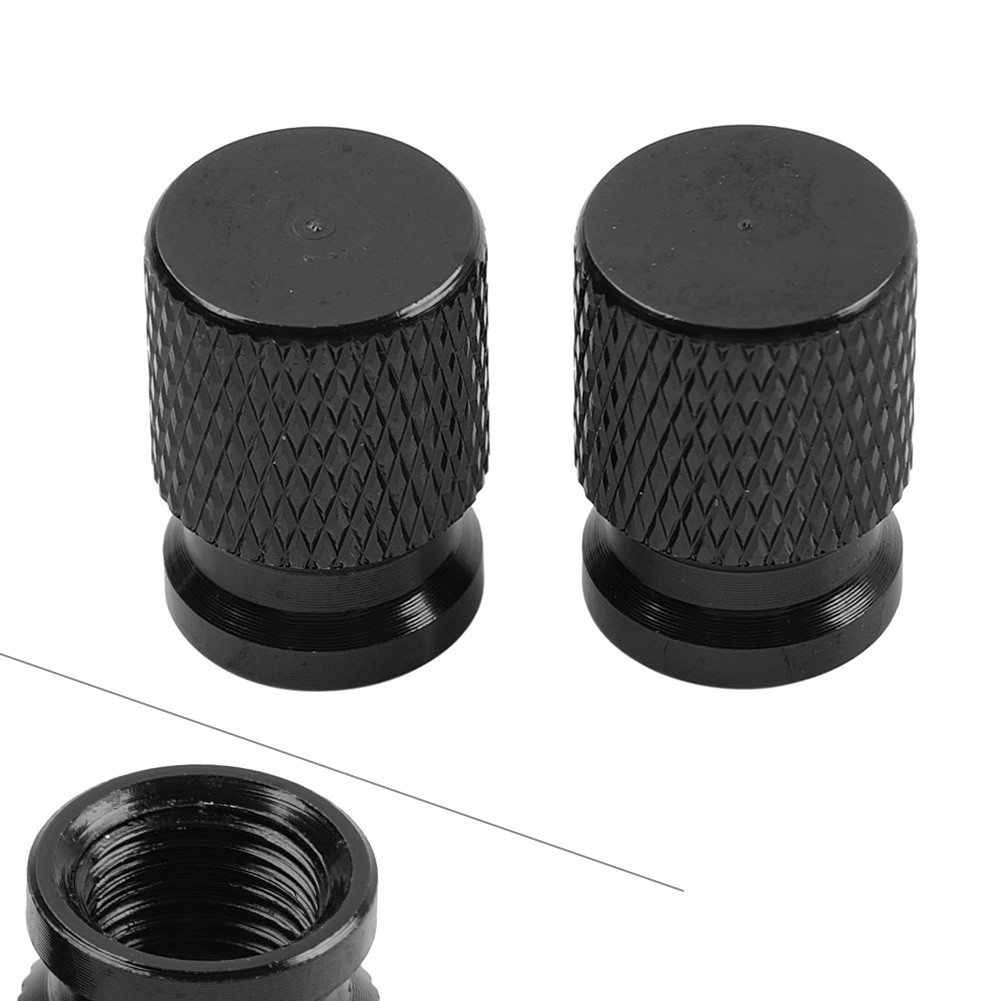 2pcs Tyre Air Valve Caps Stem Cover Cap for Car Truck Motorcycle Bike Black