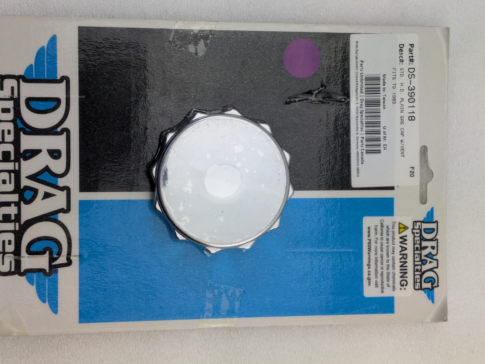 Drag Specialties Deluxe Gas Cap with Vent Pre ’82 Twist-On DS-390118