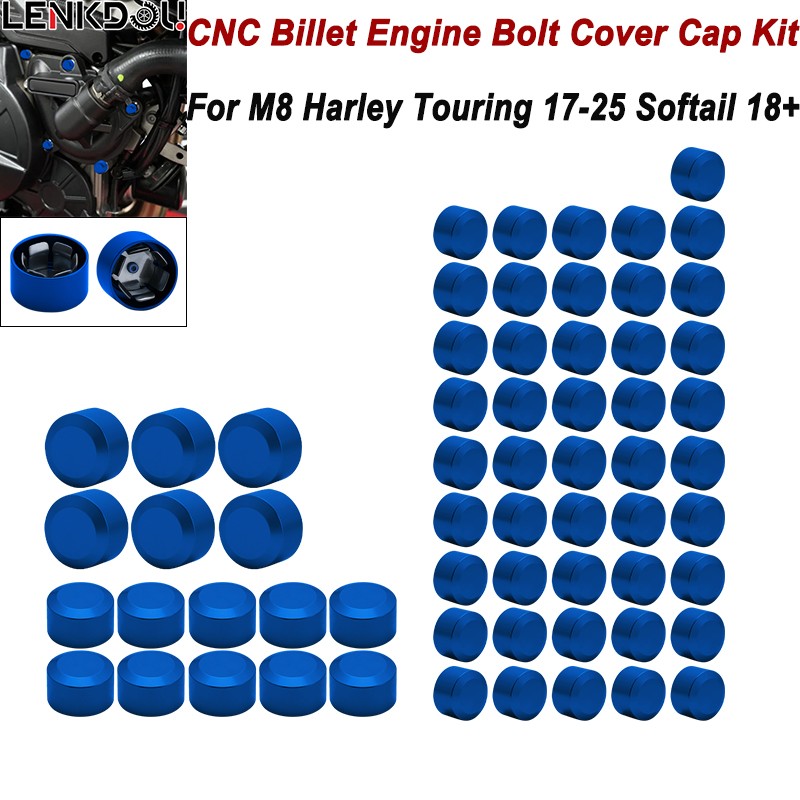 Blue Engine Bolt Cover Caps Kit For Harley M8 Touring Road King Street Glide 17+