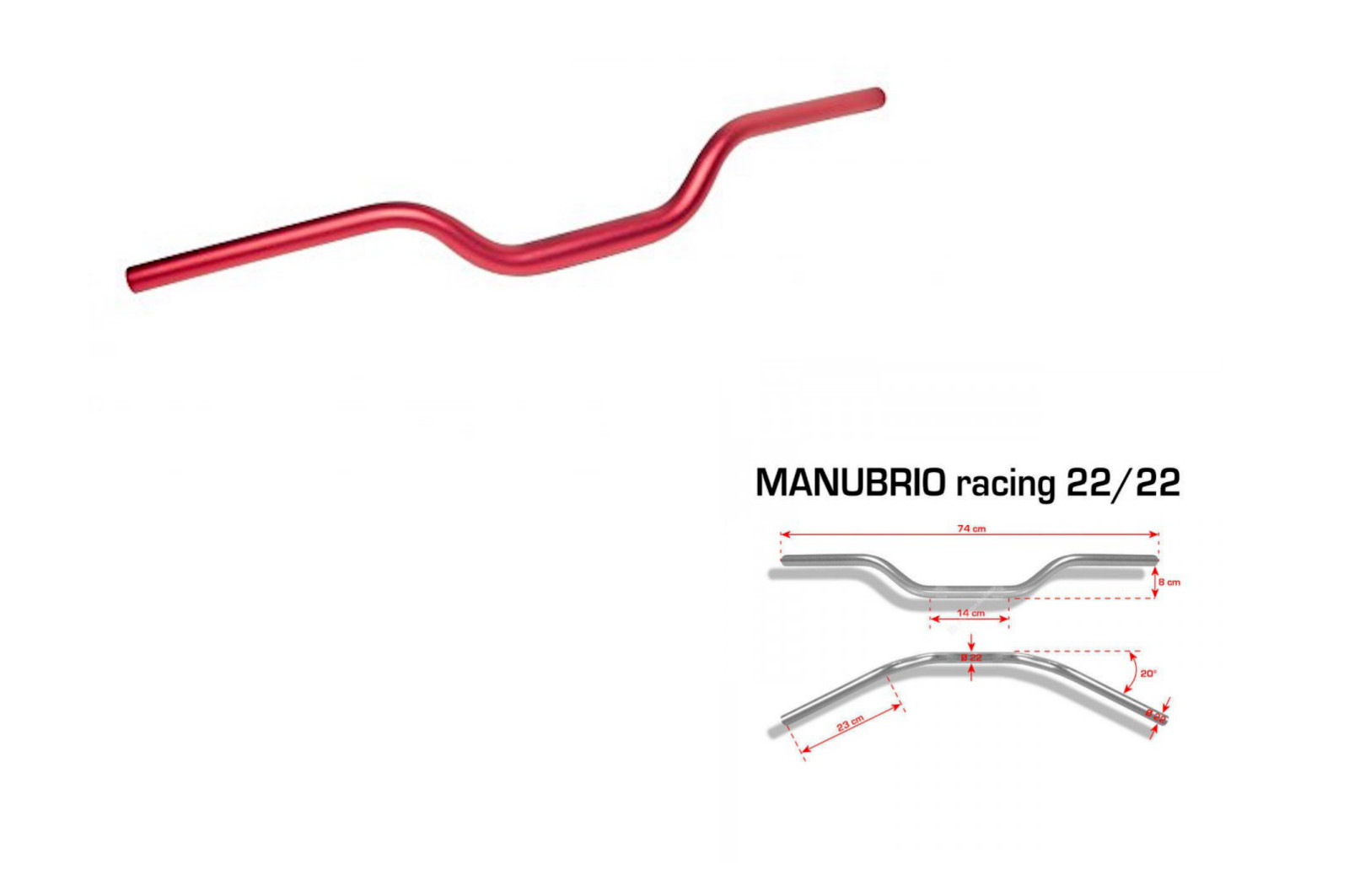 Handlebar 22/22 In Ergal RED Length 720 Mm Universal For Motorcycle