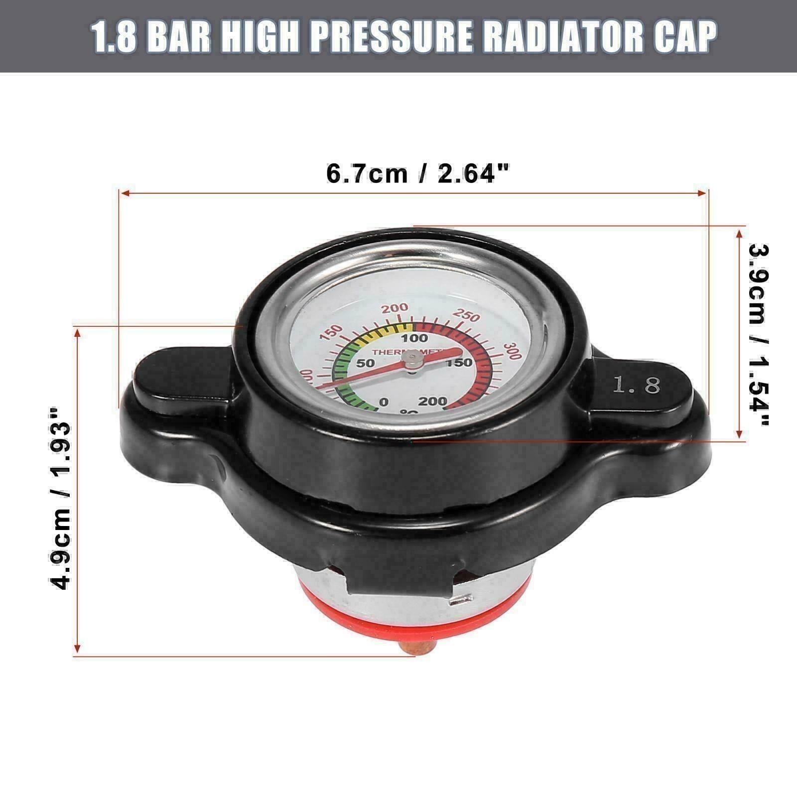 High Pressure Radiator Cap w/ Temperature Gauge 1.8 Bar Radiator Cap 25.6Psi Lmo