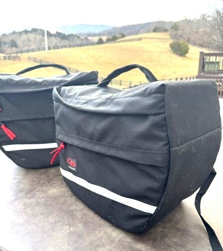 Lot 2 OSI Deluxe Black Throwover Universal Fit Motorcycle Saddlebags