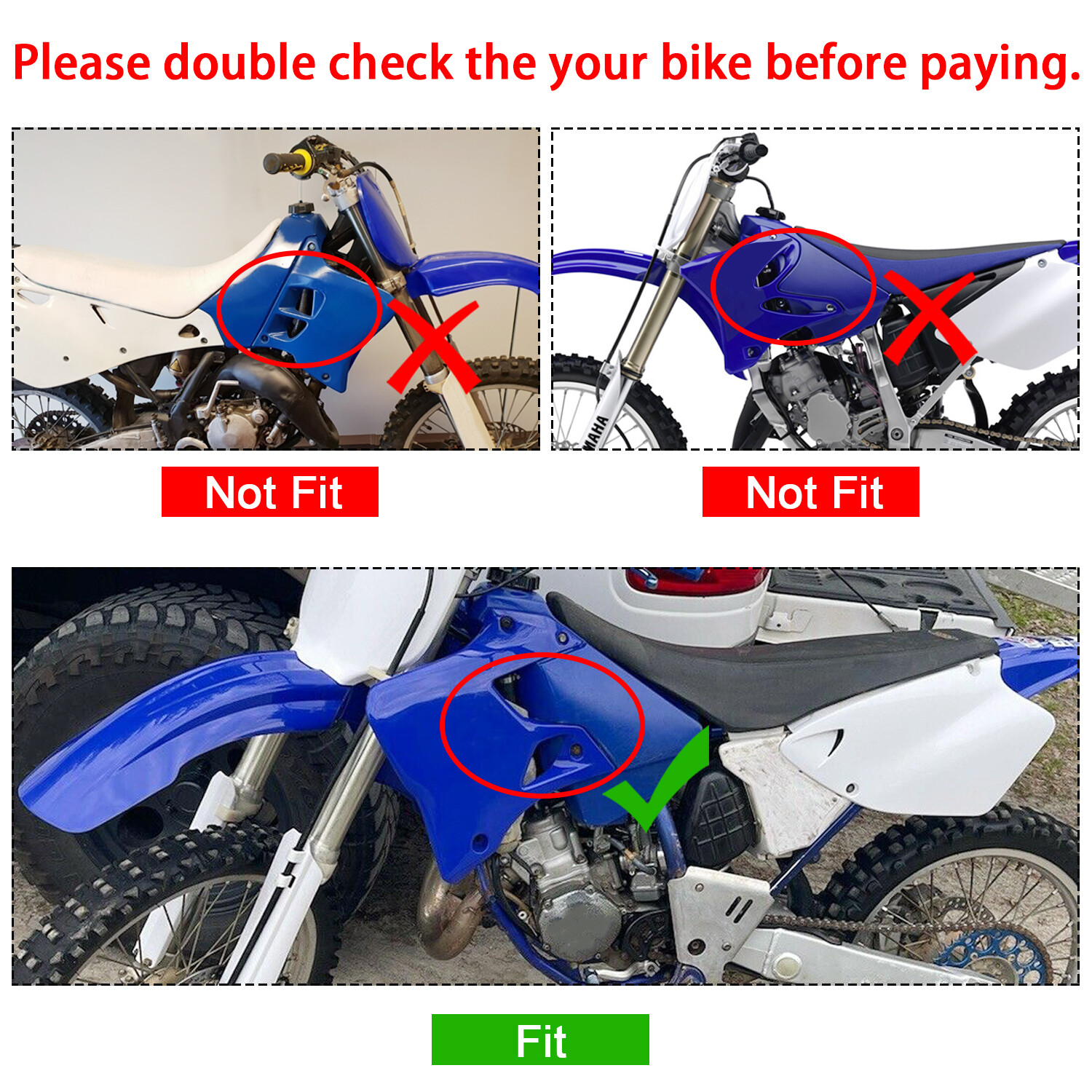 7Pcs Plastics Kit Body Work For Yamaha YZ125 YZ250 1996 1997 1998 1999 2000 2001
