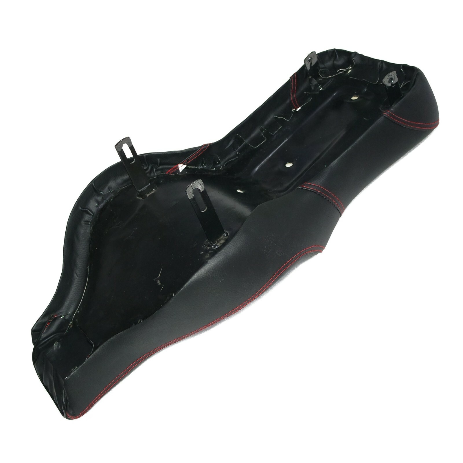 Fits Royal Enfield Classic Dual Seat Assembly Black Leatherite Red Stitching ECs