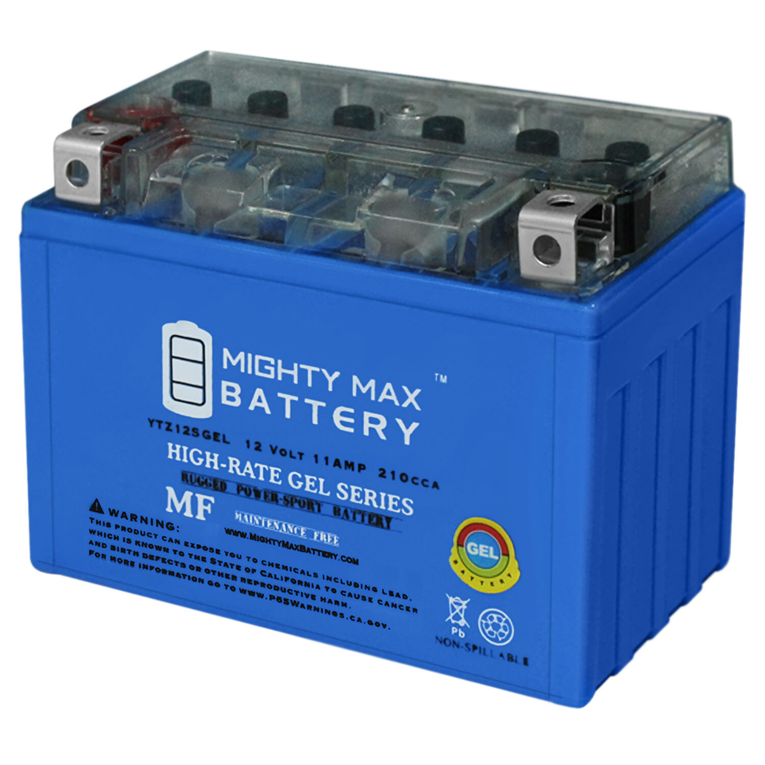 Mighty Max YTZ12SGEL -12 Volt 11 AH, GEL Type, 210 CCA, Rechargeable Maintenance
