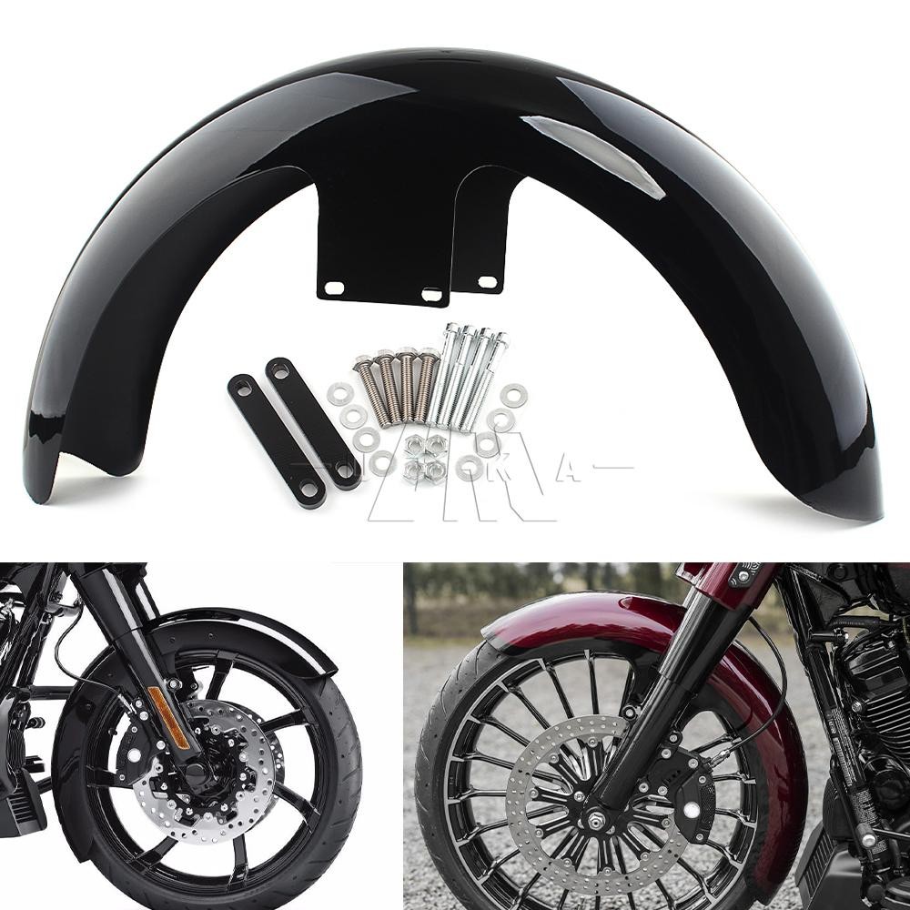 19″ Vivid Black Front Wheel Wrap Fender Steel For Harley Touring Street Glide