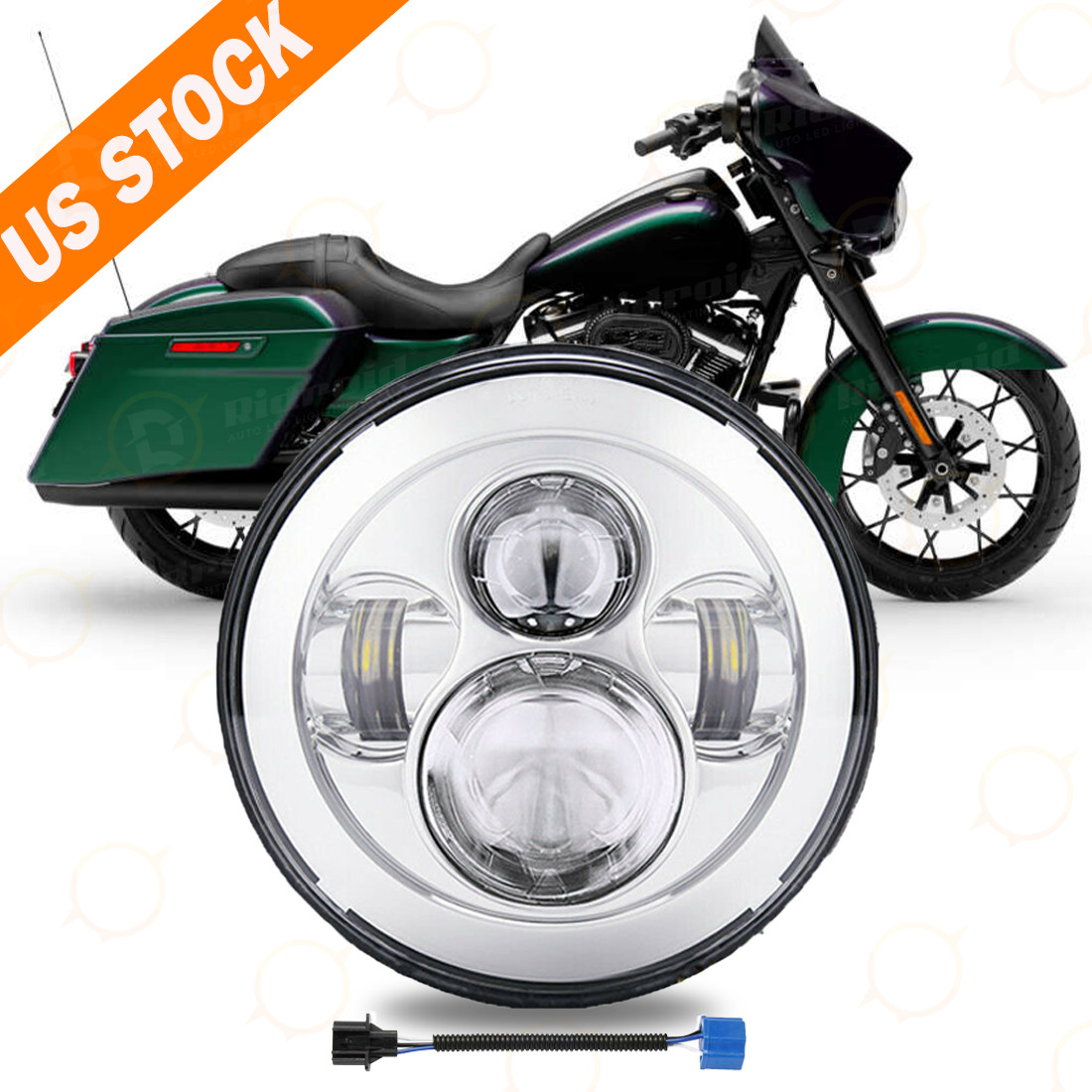 New 7″ LED Headlight Sealed Beam Headlamp For Harley-Davidson Road King FLHR