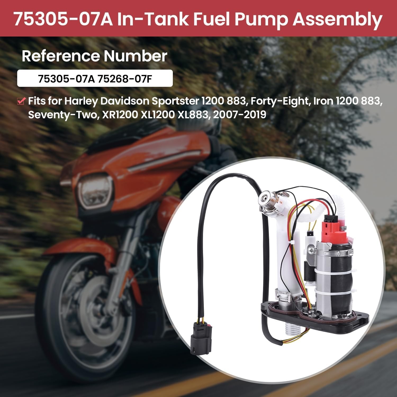 Fuel Pump For Harley Davidson Sportster 883 1200 Iron XR1200 2007-2019 75305-07A