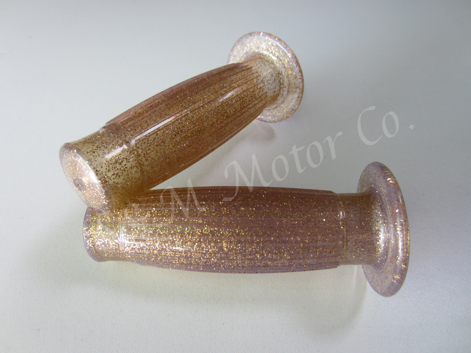 HANDLEBAR GRIPS GUM TRANSPARENT SPARKLE GOLD BSA TRIUMPH NORTON AJS MATCHLESS