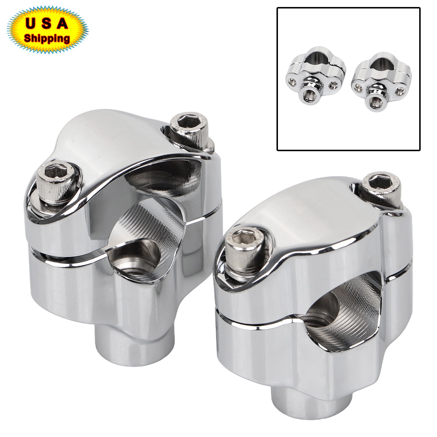 1.65″ Tall Handlebar Risers Clamp For Harley 1″ Bar Road King Glide Softail US